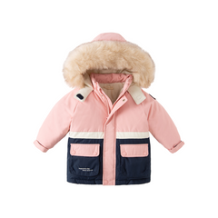 Dave&Bella Toddler Girls/Boys Winter Outdoor Outwear Soft Fur-trimmed Down Jacket