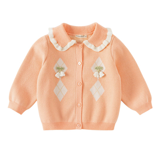 Dave&Bella Toddler Girls Autumn Charming Orange Knit Cardigans Coats