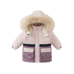 Dave&Bella Toddler Girls/Boys Winter Outdoor Outwear Soft Fur-trimmed Down Jacket