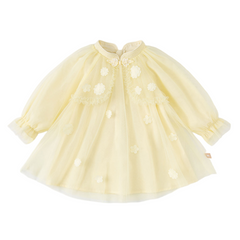 Dave&Bella Toddler Girls Vivid Yellow Chinese-style Mesh A-line Dress