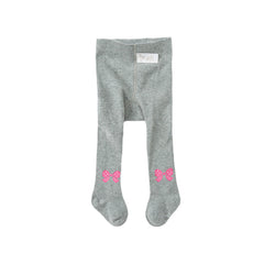 Dave&Bella Girls Autumn Pink Bow Print Grey Footed Tights Leggings