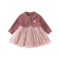 Dave&Bella Toddler Girls Autumn Purple Pink Noble Mesh Birthday Dress