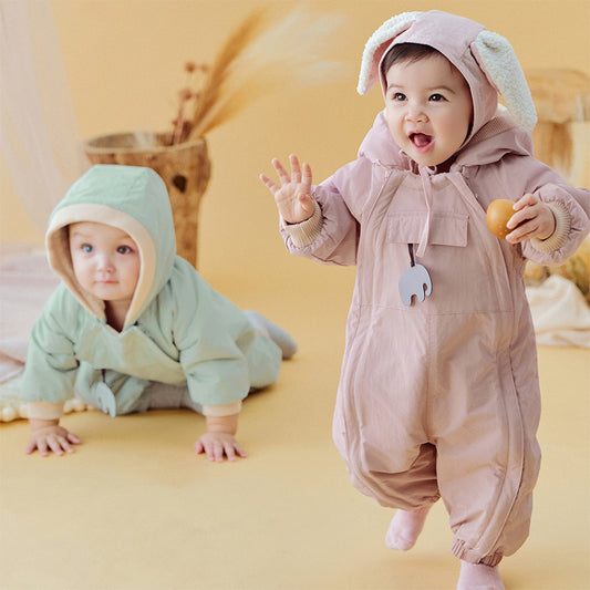 Dave&Bella Baby Girls/Boys Cute Indoor Warm Hooded One-Piece Romper
