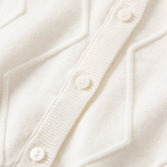 Dave&Bella Toddler Girls Elegant Flower Embroidery Beige Knit Cotton Cardigans