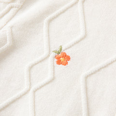 Dave&Bella Toddler Girls Elegant Flower Embroidery Beige Knit Cotton Cardigans