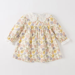 Dave&Bella Toddler Girls Smocked Sundress Cotton Playwear Vintage Princess Dress