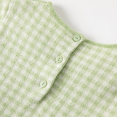 Dave&Bella Toddler Girls Autumn Fresh Green Plaid Knit Sweater Mesh Party Dress