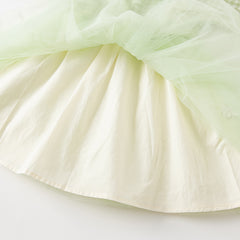 Dave&Bella Toddler Girls Autumn Fresh Green Plaid Knit Sweater Mesh Party Dress