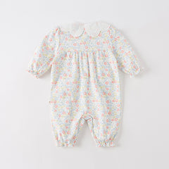 Dave&Bella Bay Girls Sweet Cotton Floral Print Rompers Jumpsuit