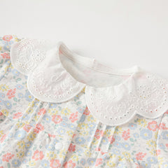 Dave&Bella Bay Girls Sweet Cotton Floral Print Rompers Jumpsuit