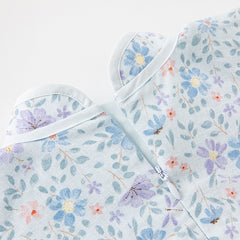 Dave&Bella Toddler Girls Autumn Blue Floral Print Chinese-style Elegance Party Dress