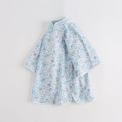 Dave&Bella Toddler Girls Autumn Blue Floral Print Chinese-style Elegance Party Dress
