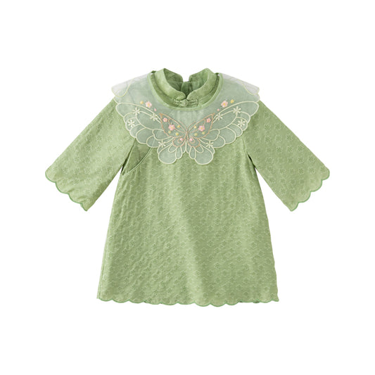 Dave&Bella Toddler Girls Autumn Classic Green Chinese Style Dress