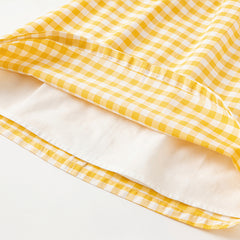 Dave&Bella Girls Summer Cotton Yellow White Plaid Doll Collar Casual Party Dress