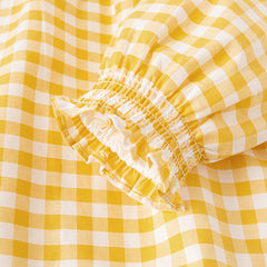 Dave&Bella Girls Summer Cotton Yellow White Plaid Doll Collar Casual Party Dress