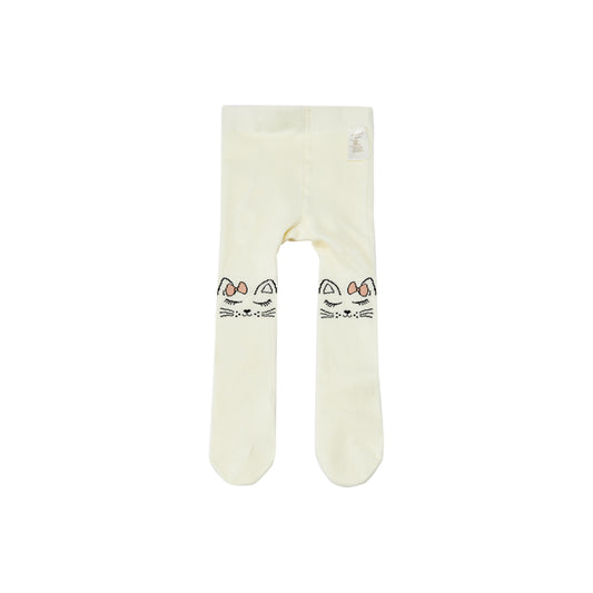 Dave&Bella Girls Autumn Beige Cat Pattern Footed Tights Leggings