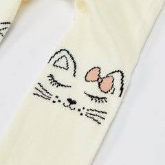 Dave&Bella Girls Autumn Beige Cat Pattern Footed Tights Leggings