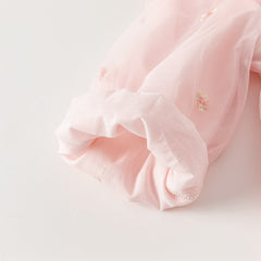 Dave&Bella Toddler Girls Autumn Adorable Light Pink Square Collar Mesh Princess Dress