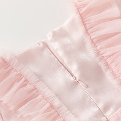 Dave&Bella Toddler Girls Autumn Adorable Light Pink Square Collar Mesh Princess Dress