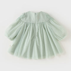 Dave&Bella Girls Green Long Sleeve Tulle A-Line Party Dress