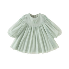 Dave&Bella Girls Green Long Sleeve Tulle A-Line Party Dress
