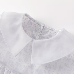 Dave&Bella Toddler Girls Autumn Stylish Grey Purple Floral Print Mesh Party Dress