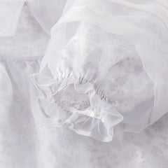 Dave&Bella Toddler Girls Autumn Stylish Grey Purple Floral Print Mesh Party Dress