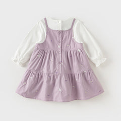 Dave&Bella Toddler Girls Autumn Purple Florall Sweet A-line Princess Dress