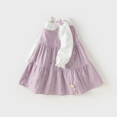 Dave&Bella Toddler Girls Autumn Purple Florall Sweet A-line Princess Dress