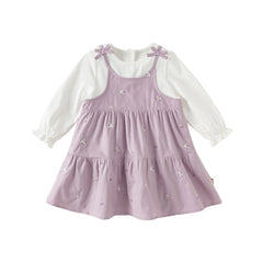 Dave&Bella Toddler Girls Autumn Purple Florall Sweet A-line Princess Dress