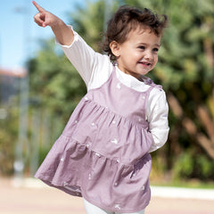 Dave&Bella Toddler Girls Autumn Purple Florall Sweet A-line Princess Dress