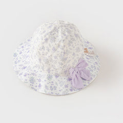 Dave&Bella Girls Autumn Fashion Floral/Denim Blue Cotton Hat