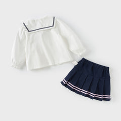 Dave&Bella Girls Spring White Pleated Skirt Set