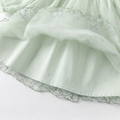 Dave&Bella Toddler Girls Autumn Fresh Green Long Sleeve Mesh Princess Dress