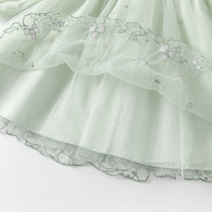 Dave&Bella Toddler Girls Autumn Fresh Green Long Sleeve Mesh Princess Dress