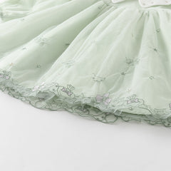 Dave&Bella Toddler Girls Autumn Fresh Green Long Sleeve Mesh Princess Dress