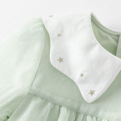 Dave&Bella Toddler Girls Autumn Fresh Green Long Sleeve Mesh Princess Dress