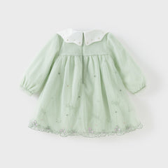 Dave&Bella Toddler Girls Autumn Fresh Green Long Sleeve Mesh Princess Dress
