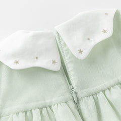 Dave&Bella Toddler Girls Autumn Fresh Green Long Sleeve Mesh Princess Dress