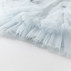 Dave&Bella Toddler Girls Autumn Gentle Light Blue Knit Sweater Mesh Princess Dress