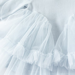 Dave&Bella Toddler Girls Autumn Gentle Light Blue Knit Sweater Mesh Princess Dress