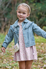 Dave&Bella Toddler Girls Spring Cotton Floral Print Dress(wallet bag)