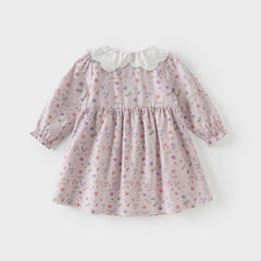 Dave&Bella Toddler Girls Spring Cotton Floral Print Dress(wallet bag)