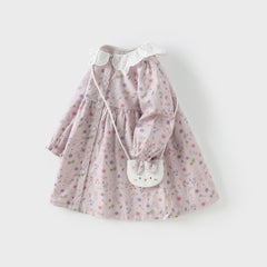 Dave&Bella Toddler Girls Soft Cotton Floral Print Dress(wallet bag)
