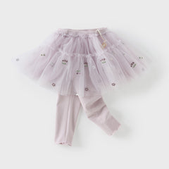 Dave&Bella Girls Spring Mesh Skirt Leggings Pants