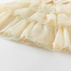 Dave&Bella Toddler Girls Autumn Gentle Yellow Floral Princess Mesh Dress