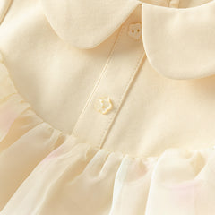 Dave&Bella Toddler Girls Autumn Gentle Yellow Floral Princess Mesh Dress