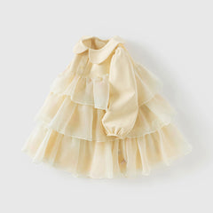 Dave&Bella Toddler Girls Autumn Gentle Yellow Floral Princess Mesh Dress