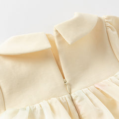 Dave&Bella Toddler Girls Autumn Gentle Yellow Floral Princess Mesh Dress