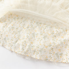 Dave&Bella Kids Girls Autumn Chinese-style Yellow Floral Soft Mesh Princess Dress